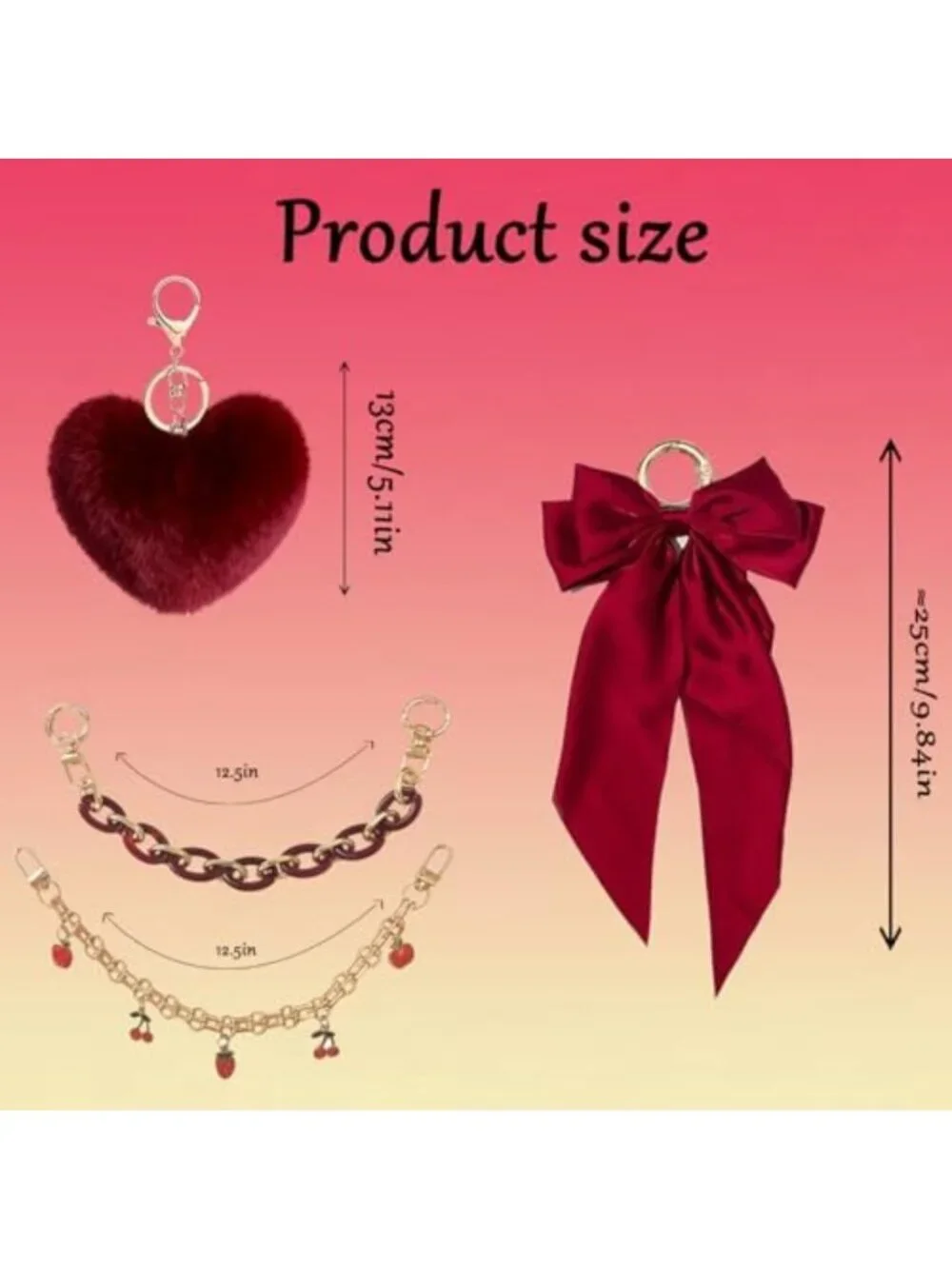 Satin Bow & Fluffy Ball Bag Charms for Tote Bags, Keychain Accessories for Women